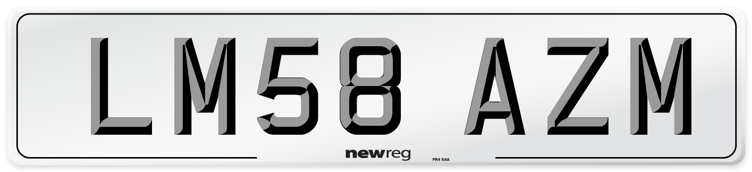 LM58 AZM Number Plate from New Reg